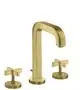 AXOR-HG-AXOR-Citterio-3-Loch-Waschtischarmatur-170-mit-Auslauf-140-mm-Kreuzgriffen-Rosetten-und-Zugstangen-Ablaufgarnitur-Brushed-Brass-39133950 gallery number 1